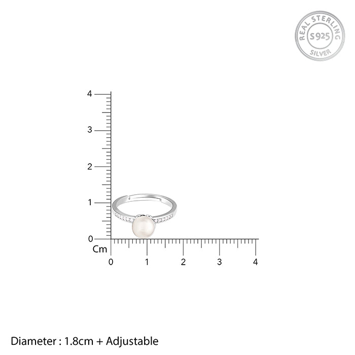 Silver Pearl Flower Ring - view 4
