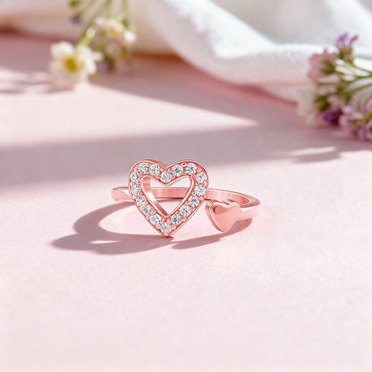 Rose Gold Heart Connection Ring