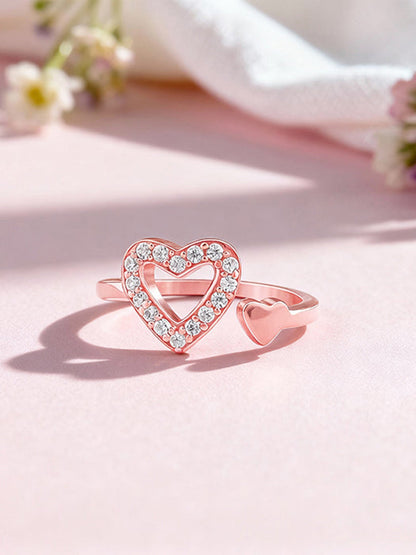 Rose Gold Heart Connection Ring