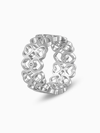 Silver Strong Heart Ring