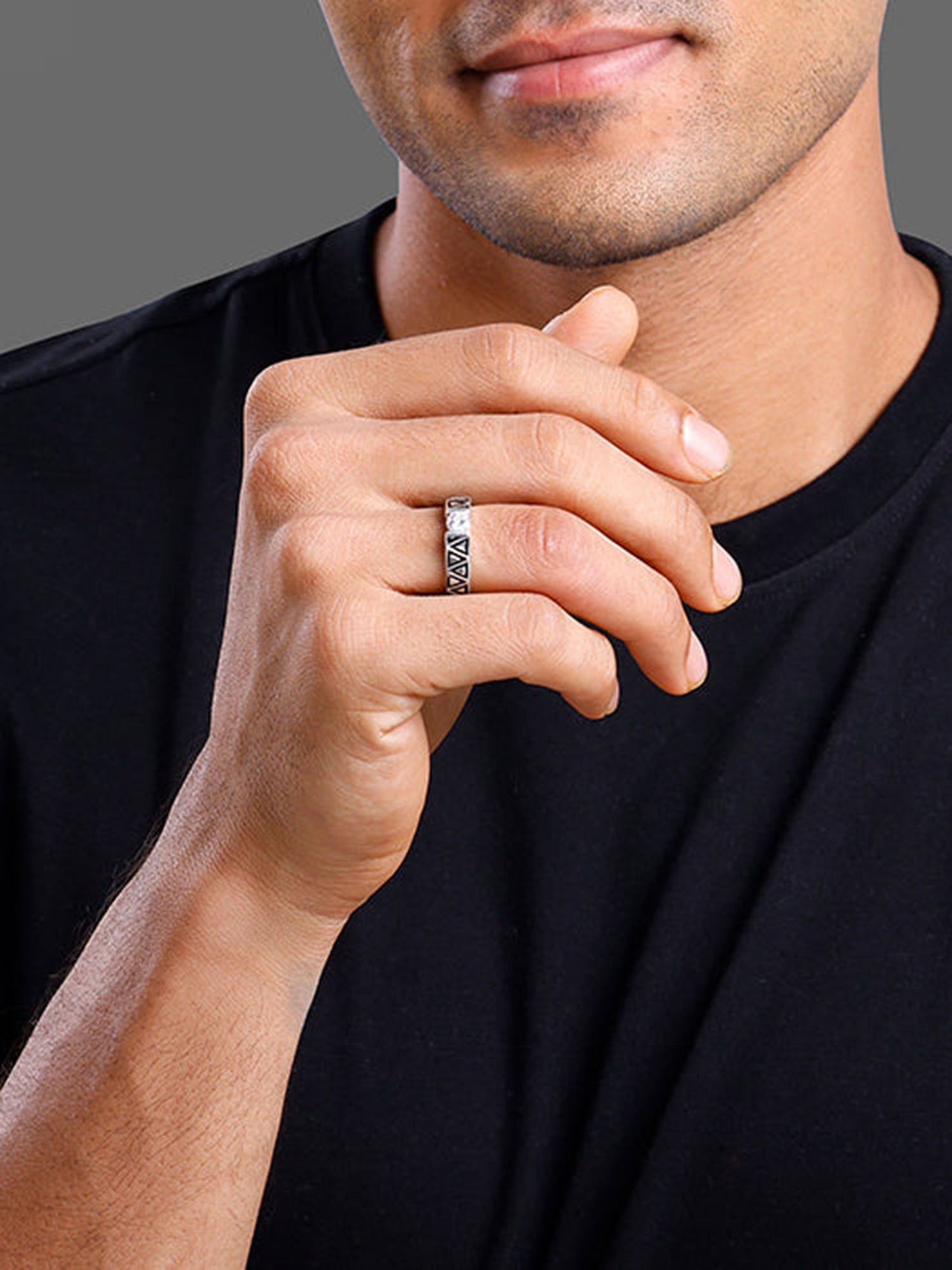 Silver Geometric Majesty Ring For Him