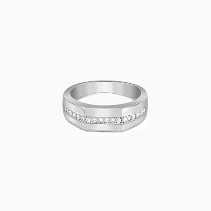 Silver Sleek Brilliance Ring For Him