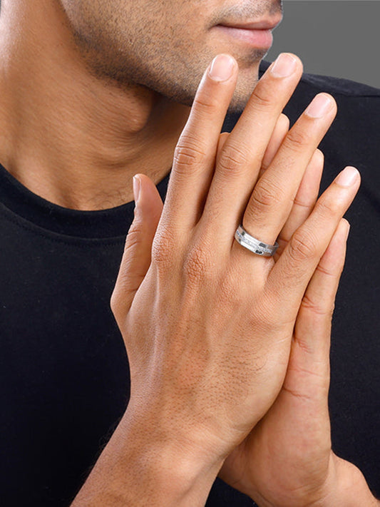 Silver Sleek Brilliance Ring For Him
