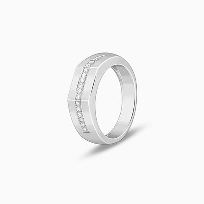 Silver Sleek Brilliance Ring For Him