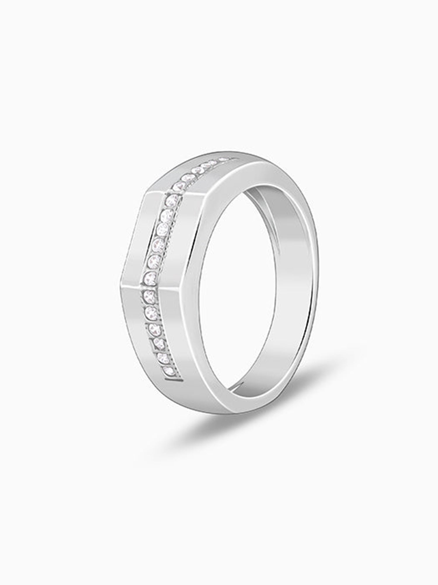 Silver Sleek Brilliance Ring For Him