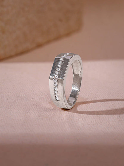 Silver Sleek Brilliance Ring For Him