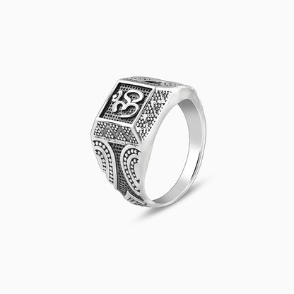 Oxidised Silver Omkar Ring For Him