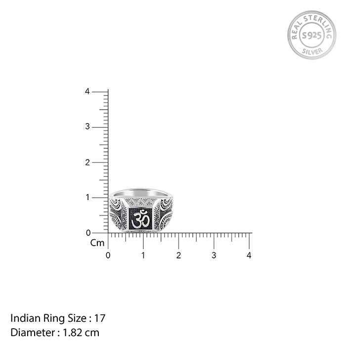 Oxidised Silver Omkar Ring For Him