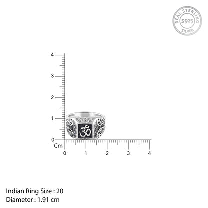 Oxidised Silver Omkar Ring For Him