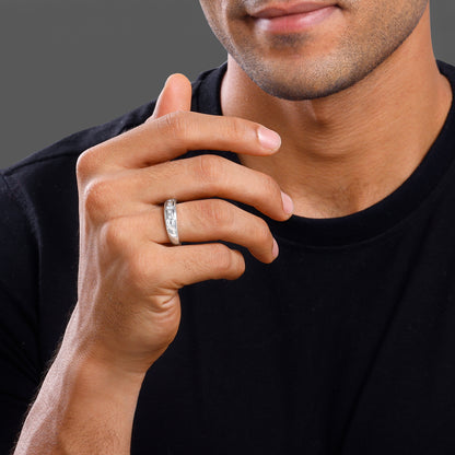 Silver Celestial Grid Ring For Him