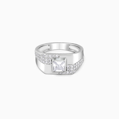 Silver Regal Square Ring For Him