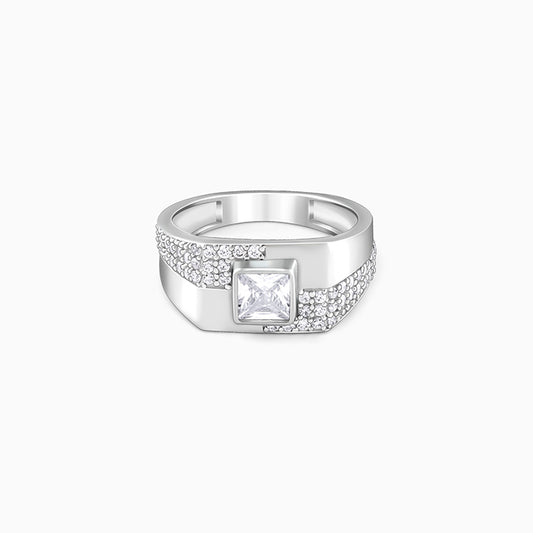Silver Regal Square Ring For Him