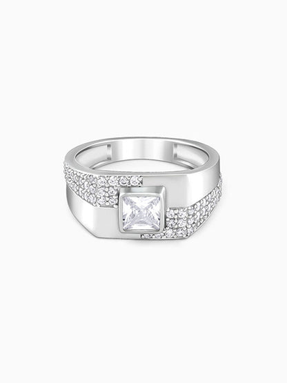 Silver Regal Square Ring For Him