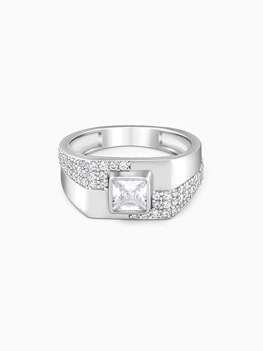 Silver Regal Square Ring For Him