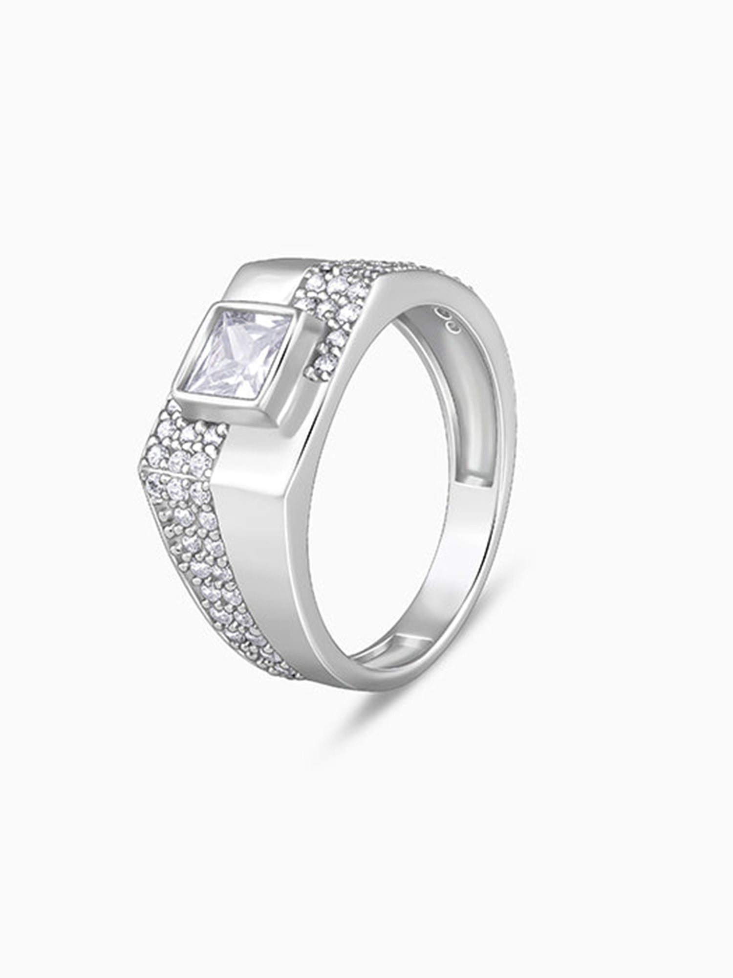 Silver Regal Square Ring For Him
