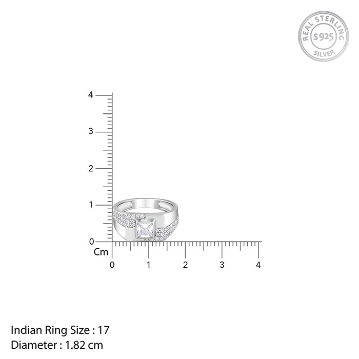 Silver Regal Square Ring For Him