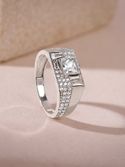 Silver Regal Square Ring For Him
