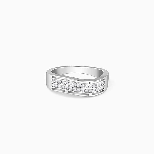 Silver Shimmer Wave Ring For Him