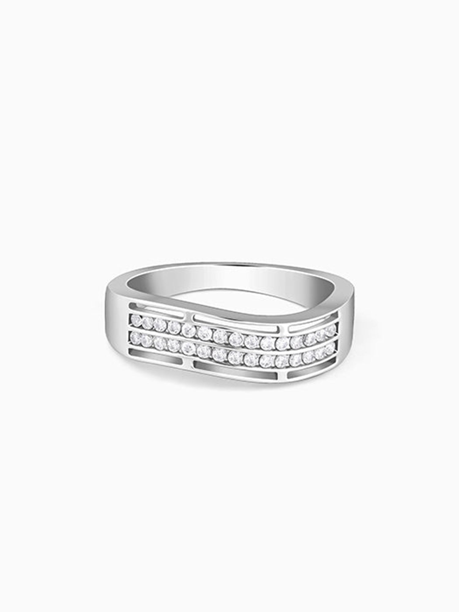 Silver Shimmer Wave Ring For Him