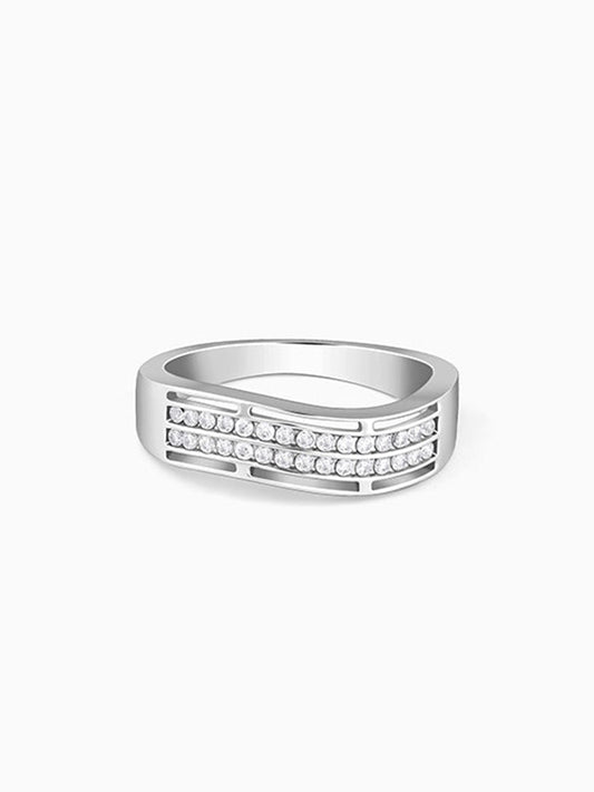 Silver Shimmer Wave Ring For Him