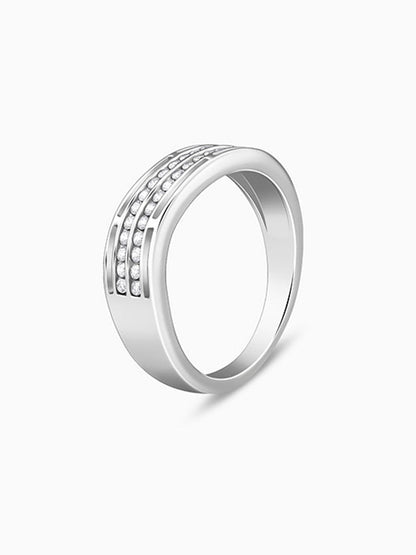 Silver Shimmer Wave Ring For Him