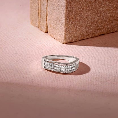 Silver Shimmer Wave Ring For Him
