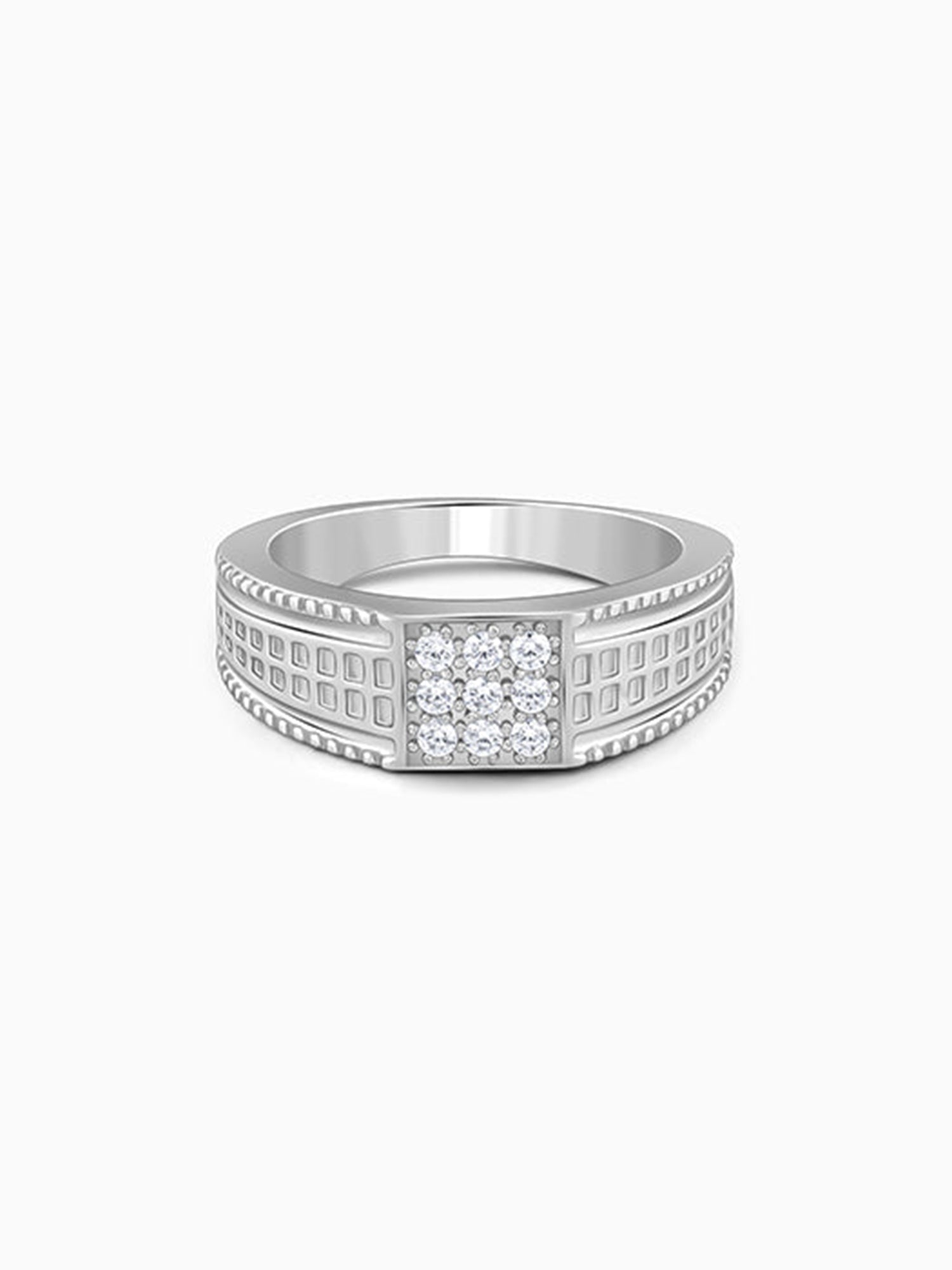 Silver Lustrous Square Ring For Him