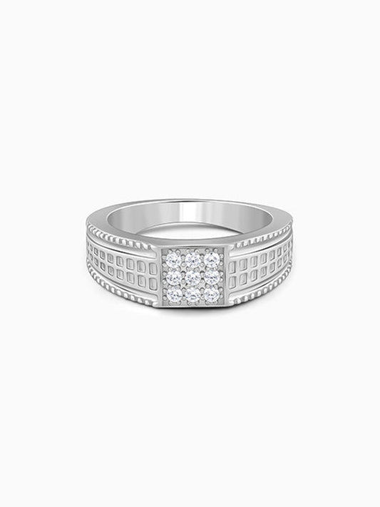 Silver Lustrous Square Ring For Him