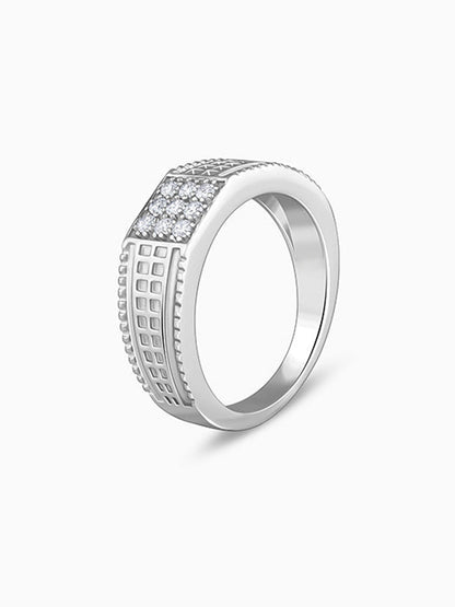 Silver Lustrous Square Ring For Him