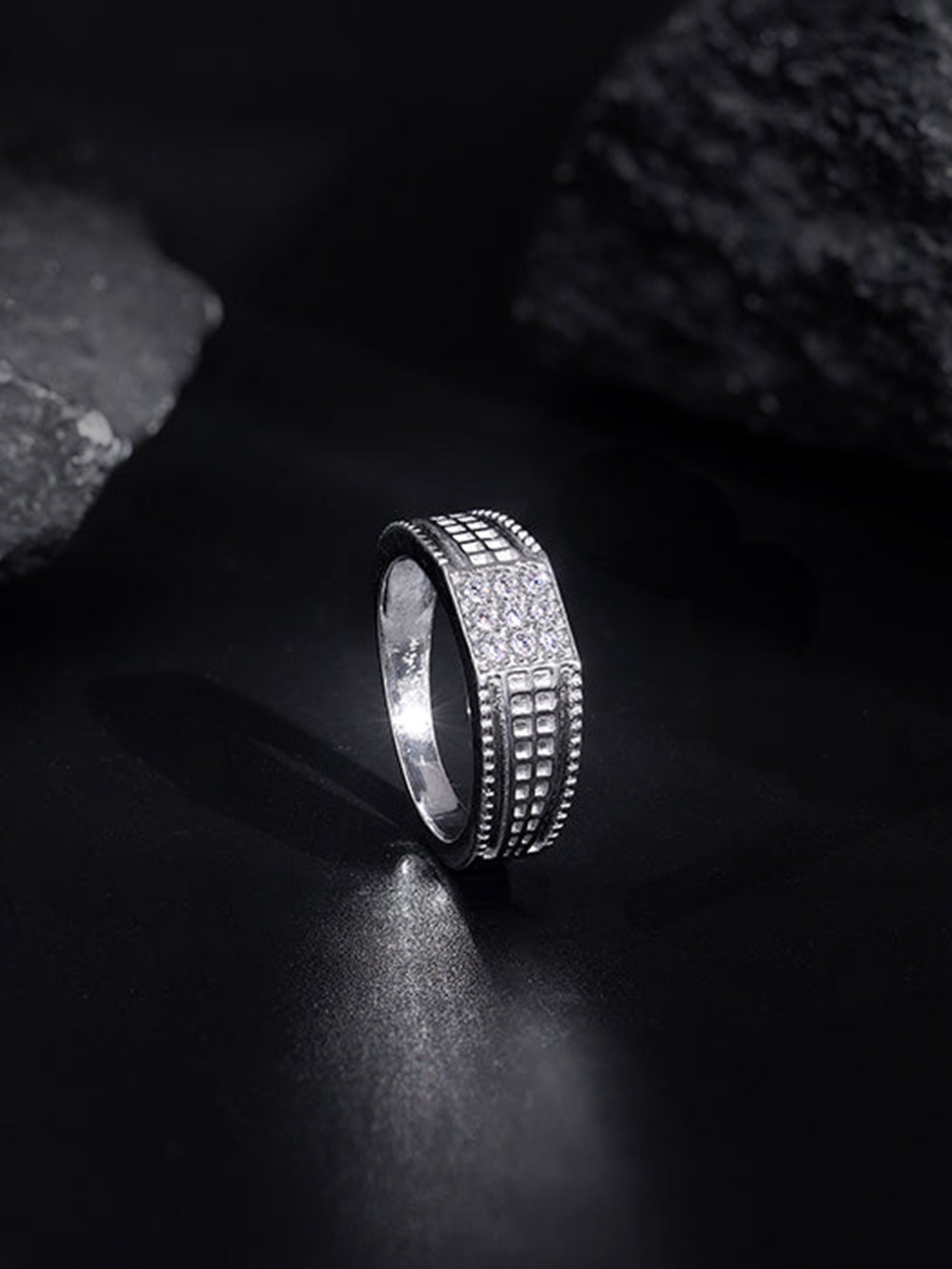 Silver Lustrous Square Ring For Him