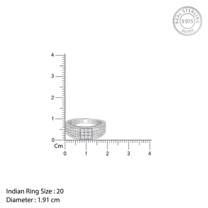 Silver Lustrous Square Ring For Him