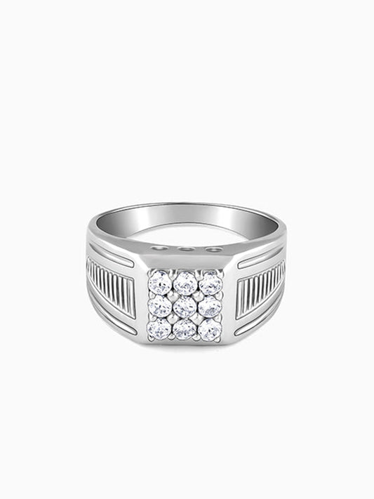 Silver Hexa Brilliance Ring For Him