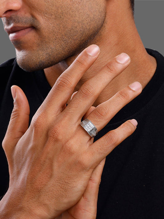 Silver Hexa Brilliance Ring For Him