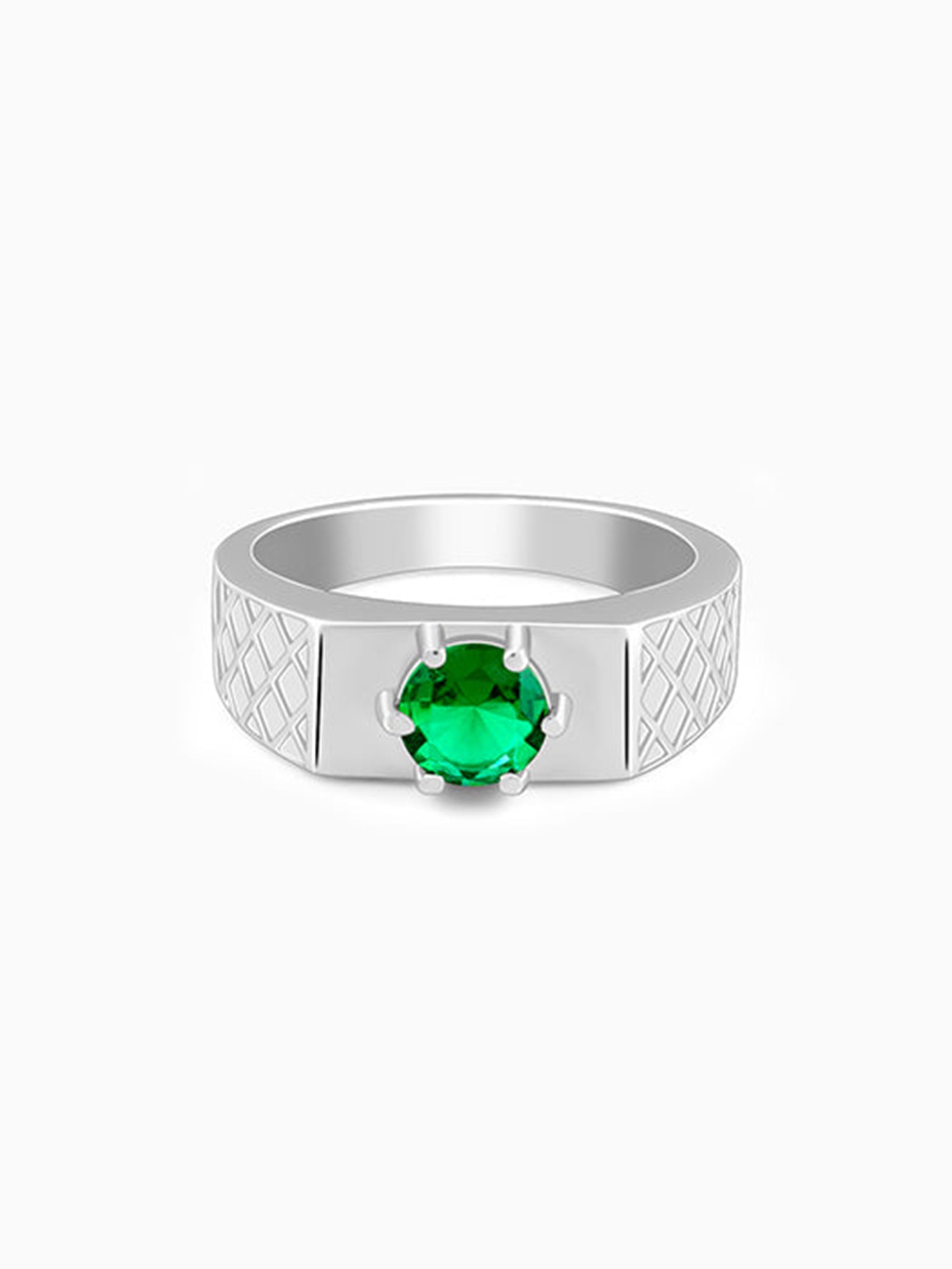 Silver Green Enigma Ring For Him