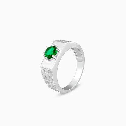 Silver Green Enigma Ring For Him