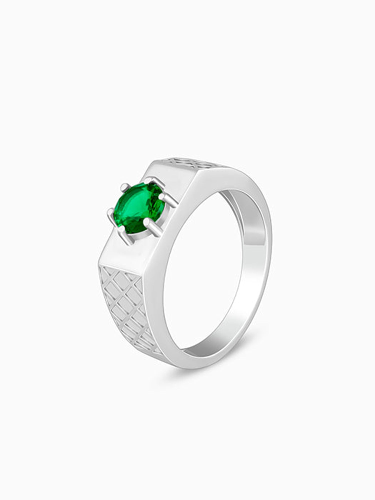 Silver Green Enigma Ring For Him