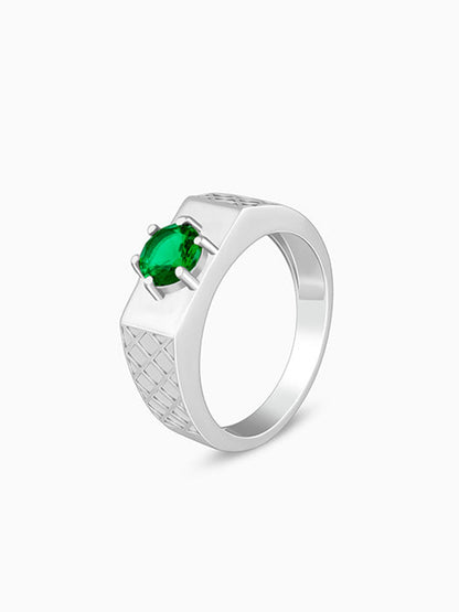 Silver Green Enigma Ring For Him