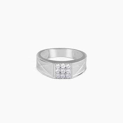 Silver Geometric Glimmer Ring For Him