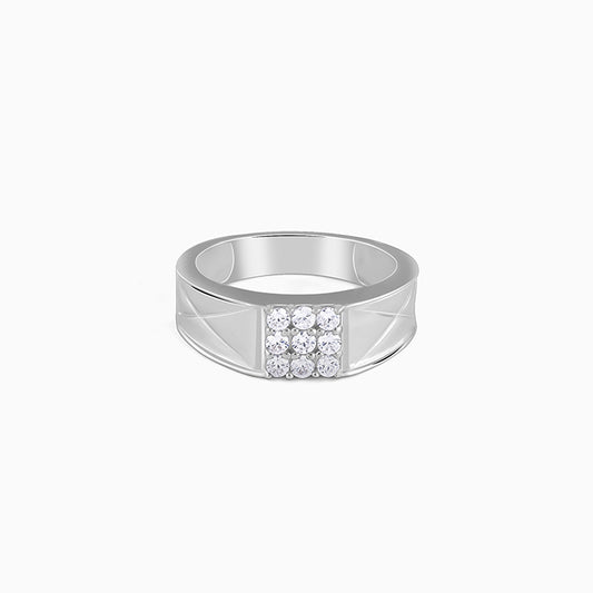 Silver Geometric Glimmer Ring For Him