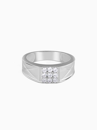 Silver Geometric Glimmer Ring For Him