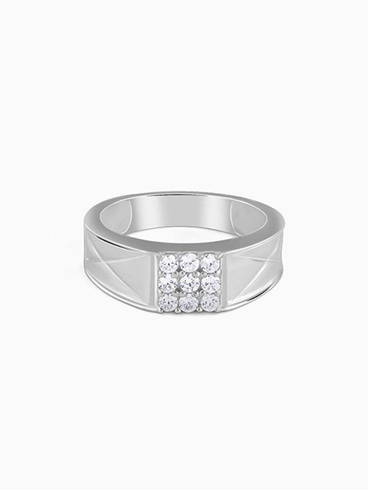 Silver Geometric Glimmer Ring For Him