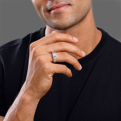 Silver Geometric Glimmer Ring For Him