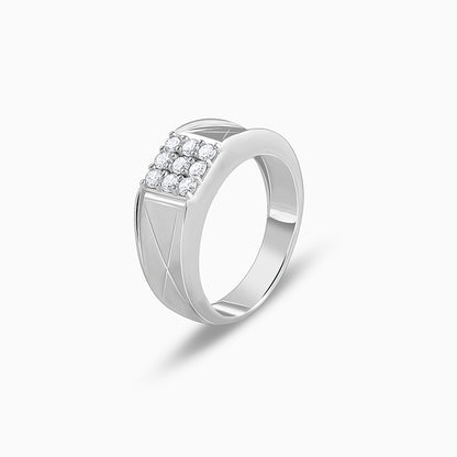 Silver Geometric Glimmer Ring For Him