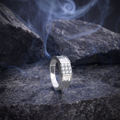 Silver Geometric Glimmer Ring For Him