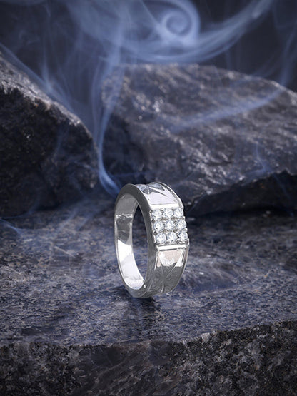 Silver Geometric Glimmer Ring For Him