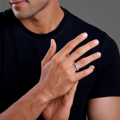 Silver Blue Horizon Ring For Him