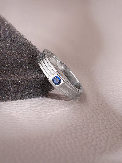 Silver Blue Horizon Ring For Him
