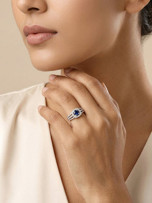 Silver Double Row Pave Ring