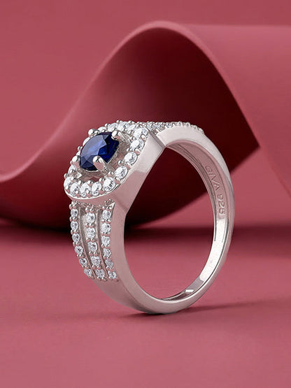 Silver Double Row Pave Ring