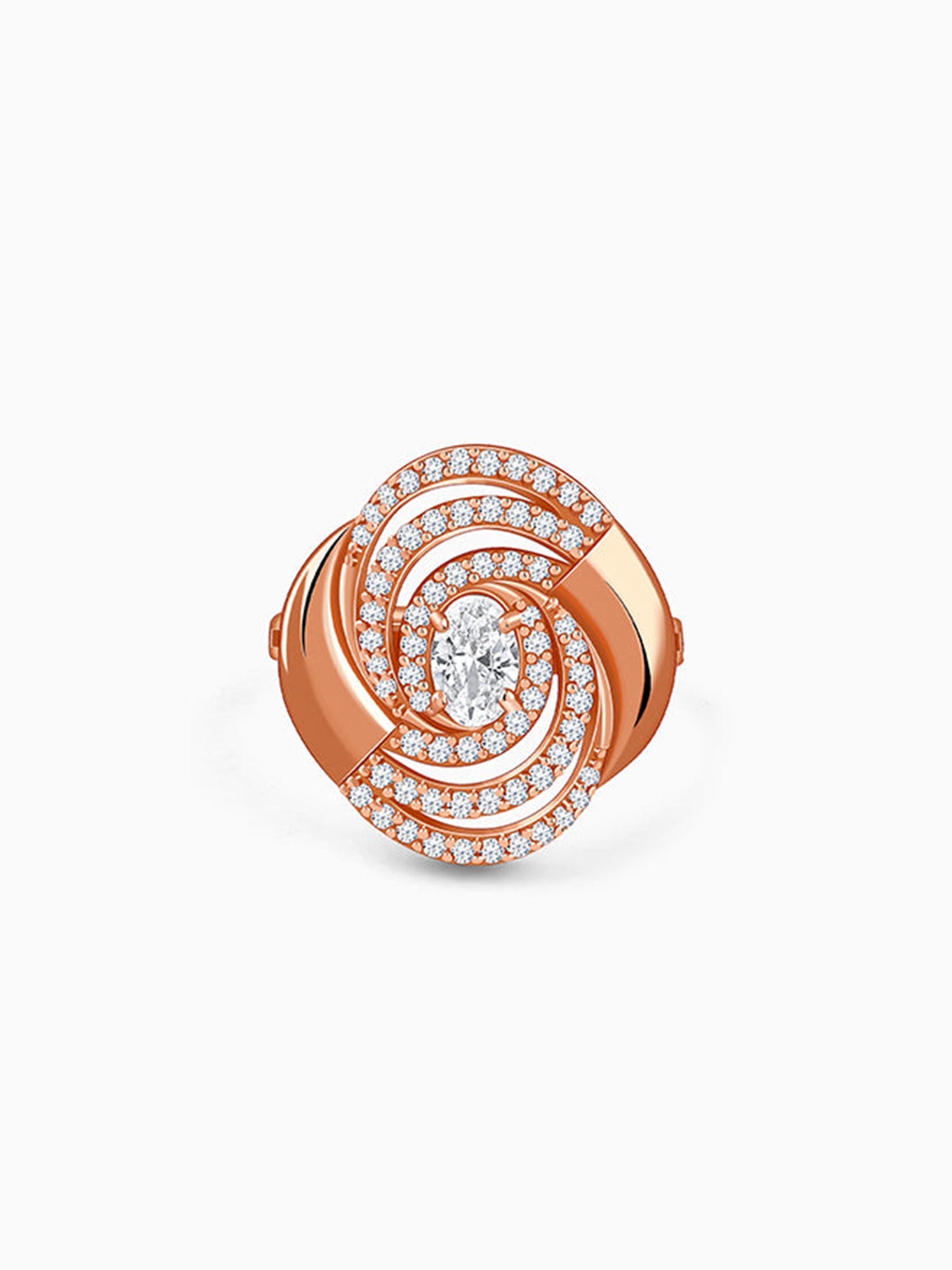 Rose Gold Spiral Sparkle Ring (Size 12)